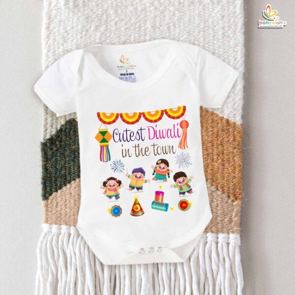 Babywish Baby Diwali Romper Bodysuit My First Diwali Cutest Diwali in the Town - Image 5