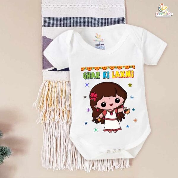 Babywish Baby Diwali Romper Bodysuit My First Diwali Ghar Ki Laxmi - Image 5