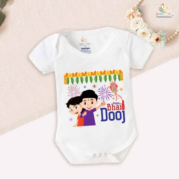 Babywish Baby Diwali Romper Bodysuit My First Diwali Happy Bhai Dooj - Image 5