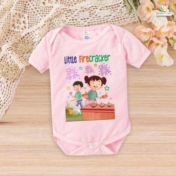 Babywish Baby Diwali Romper Bodysuit My First Diwali Little Firecracker - Image 3