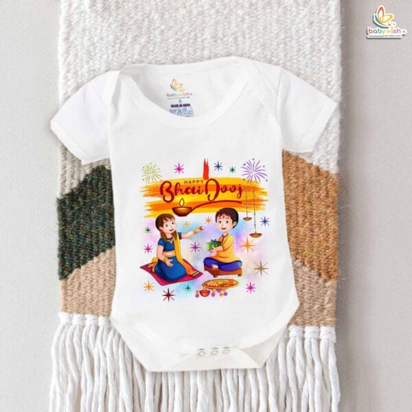 Babywish Baby Diwali Romper Bodysuit My First Diwali HAPPY BHAI DOOJ - Image 5