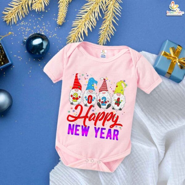 Babywish New Year Romper Clothes My First New Year Bodysuits Santa Wishes Happy New Year 2024 Floral Print - Image 4