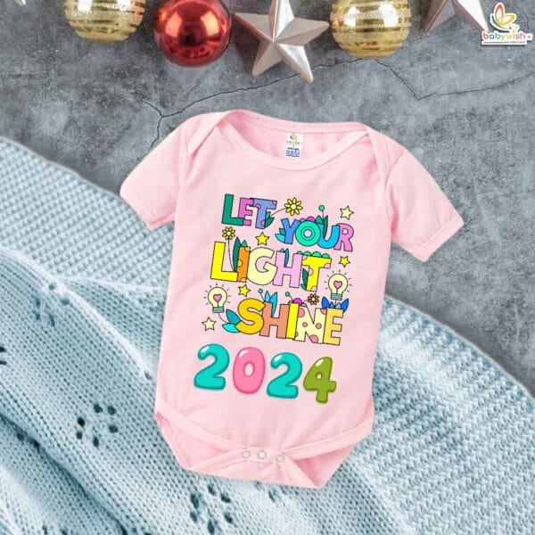 Babywish New Year Romper Clothes My First New Year Bodysuits 2024 Let Your Light Shine - Image 4