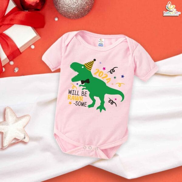 Babywish New Year Romper Clothes My First New Year Bodysuits Will Be Rawr Some 2024 - Image 4