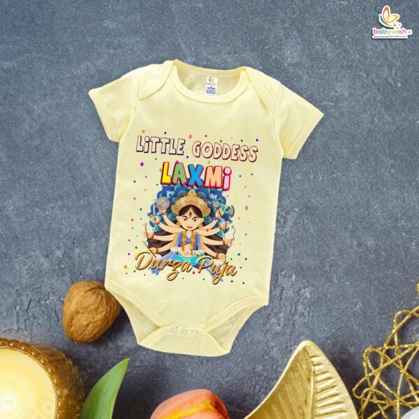Babywish Baby Navratri Romper Bodysuit My First Dussehra Little Goddess Laxmi - Image 2