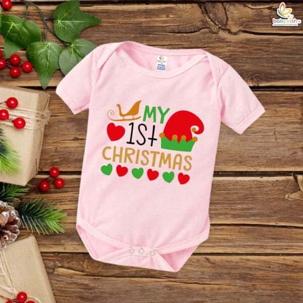 Babywish Christmas Romper Clothes My First Merry Christmas Bodysuits First Christmas Hearts Prints - Image 3
