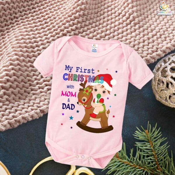 Babywish Christmas Romper Clothes My First Merry Christmas Bodysuits My First Christmas with My Parents - Image 4
