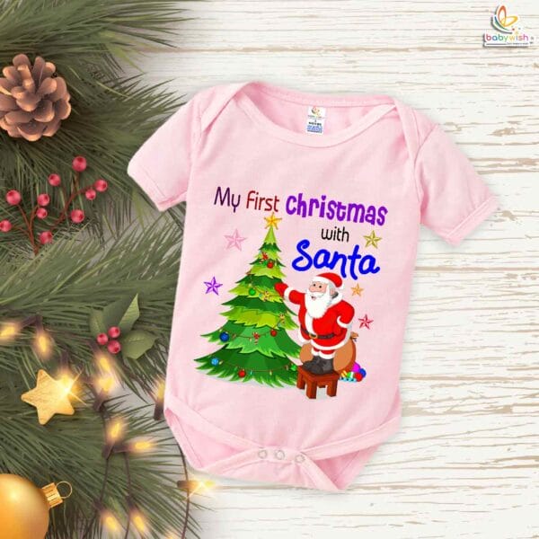 Babywish Christmas Romper Clothes My First Merry Christmas Bodysuits Santa And X-mas-tree Christmas Print - Image 4