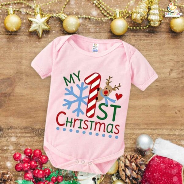 Babywish Christmas Romper Clothes My First Merry Christmas Bodysuits First Christmas Deer Print - Image 4