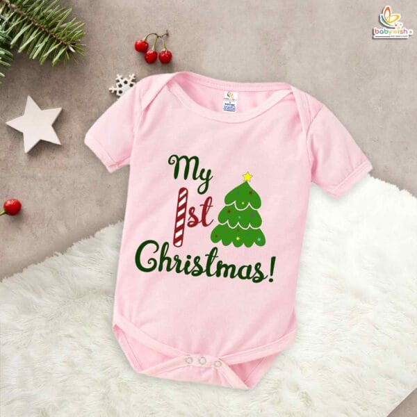 Babywish Christmas Romper Clothes My First Merry Christmas Bodysuits My 1st Christmas Theme Tree - Image 4