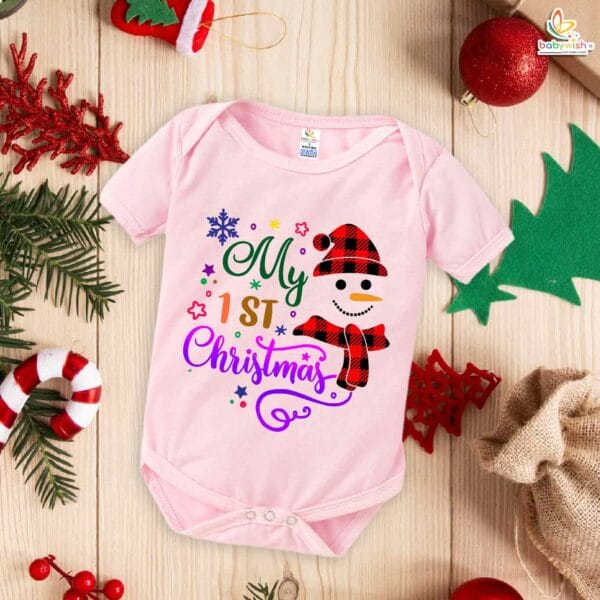 Babywish Christmas Romper Clothes My First Merry Christmas Bodysuits My First Christmas Teddy Theme - Image 4