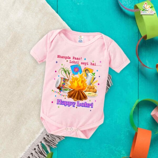 My First Lohri Romper | Bhangda Pao Lohri Aayi Baby Bodysuit | Festive Outfit for Baby Boys & Girls – Babywish - Image 3