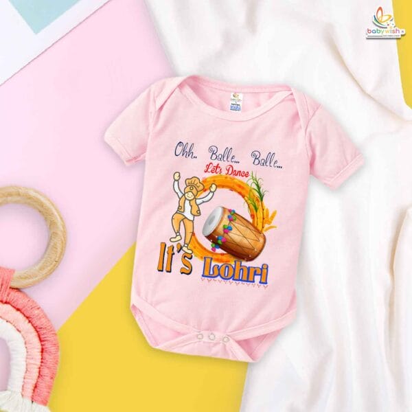My First Lohri Romper | Let's Dance on Lohri Baby Bodysuit for Boys & Girls | Newborn Festive Wear & Lohri Outfit – Babywish - Image 3