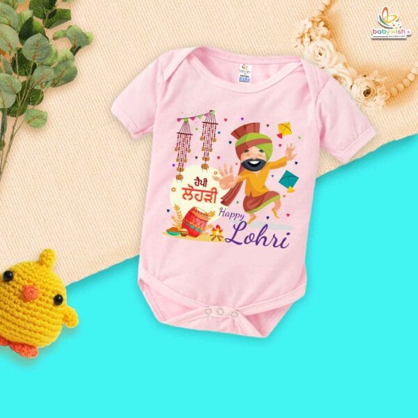 My First Lohri Romper | Happy Lohri Punjabi Asees Baby Bodysuit for Boys & Girls | Newborn Lohri Outfit & Traditional Festival Wear – Babywish - Image 3