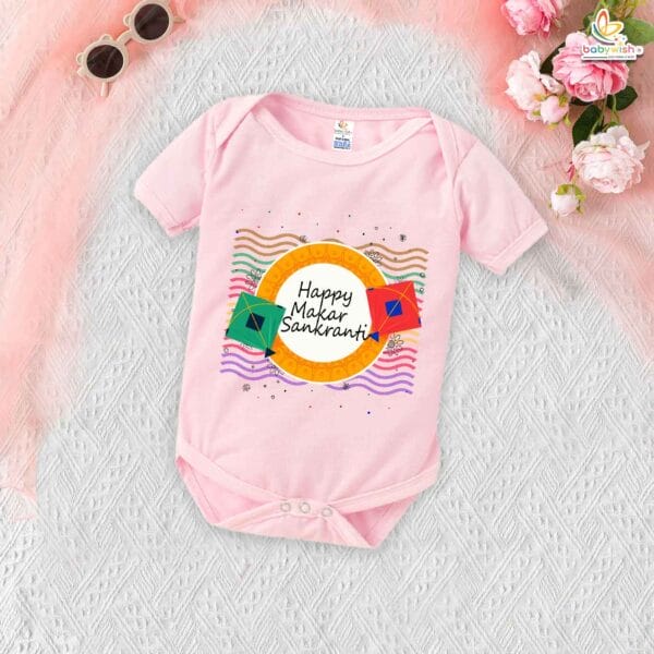 My First Makar Sankranti Romper | Happy Makar Sankranti Baby Bodysuit | Festive Infant Outfit for Kite Festival | Makar Sankranti Baby Clothes | Babywish - Image 3