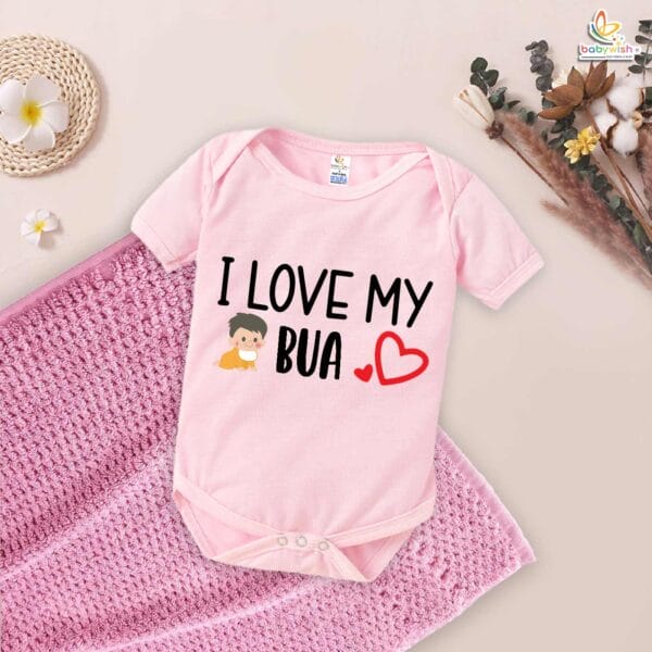 I Love My Bua Baby Romper – Heart Print Bodysuit for Baby Girl or Boy | Bua Gift, Indian Aunt Baby Outfit, Babywish - Image 4