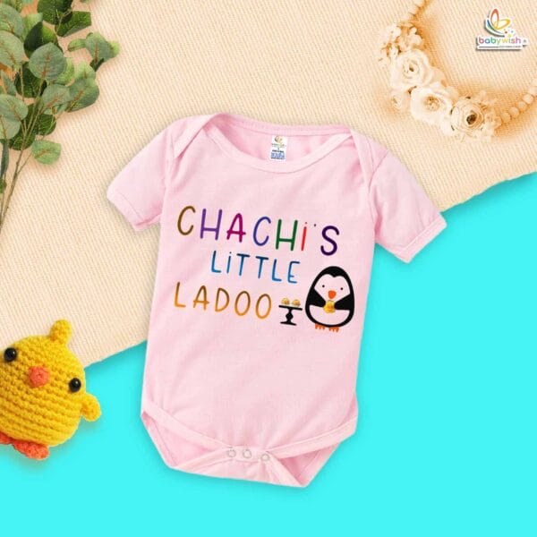 Chachi's Little Ladoo Baby Romper – Cute Chacha & Chachi Bodysuit | Indian Baby Outfit, Gift for Chachi, Newborn Onesie, Babywish - Image 4