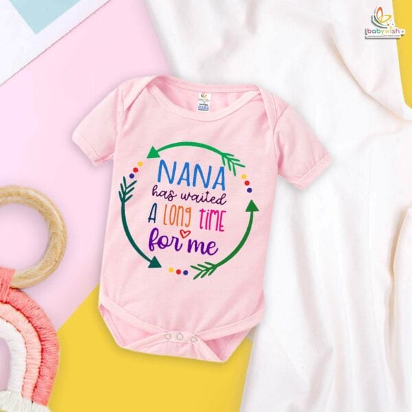 Nana Has Waited a Long Time for Me – Adorable Naanu & Naani Romper for Babies | Grandparent Baby Bodysuit | Babywish - Image 3