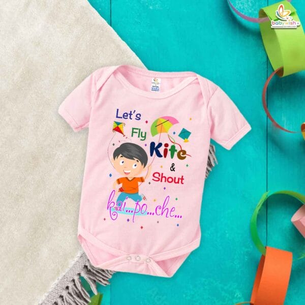 Shout Kai Po Che – My First Makar Sankranti Baby Romper & Bodysuit for Newborns | Festive Baby Clothes for Sankranti | Babywish - Image 4