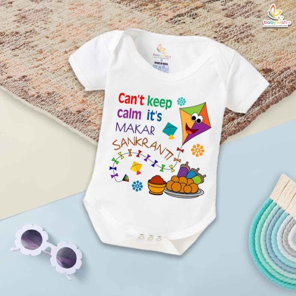 Makar Sankranti Manjha Kite Baby Romper – My First Makar Sankranti Bodysuit | Kite Festival Newborn Outfit for Boys & Girls – Babywish - Image 4