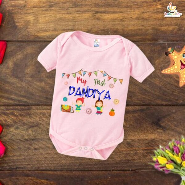 Babywish Baby Navratri Romper Bodysuit My First Dussehra My First Dandiya - Image 3