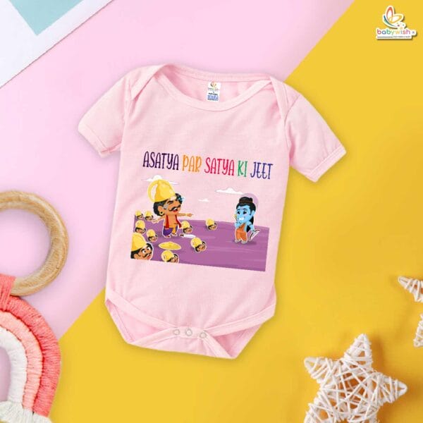 Babywish Baby Navratri Romper Bodysuit My First Dussehra Asatya Par Satya Ki Jeet - Image 3