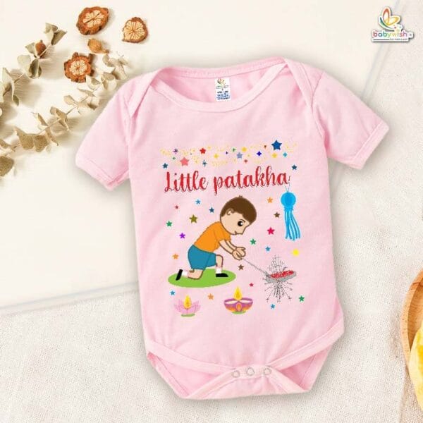 Babywish Baby Diwali Romper Bodysuit My First Diwali Little Patakha - Image 3
