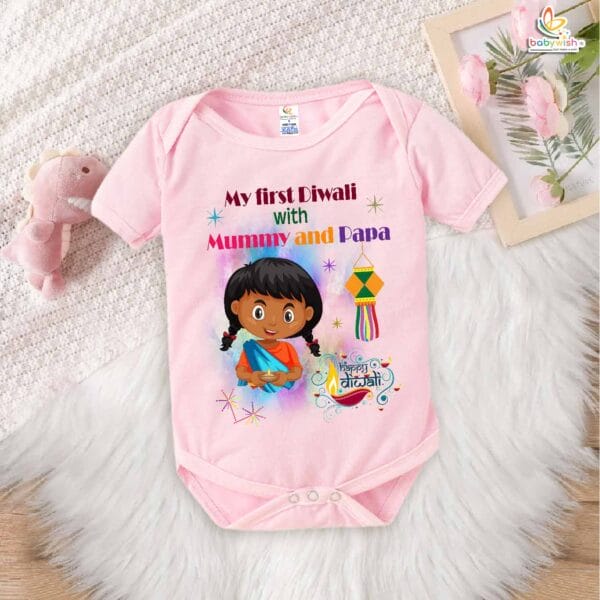Babywish Baby Diwali Romper Bodysuit My First Diwali My First Diwali Festival - Image 3
