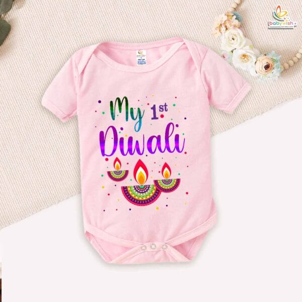 Babywish Baby Diwali Romper Bodysuit My First Diwali My 1st Diwali - Image 3
