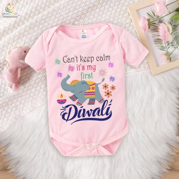 Babywish Baby Diwali Romper Bodysuit My First Diwali Can't Keep Calm It's Diwali - Image 3