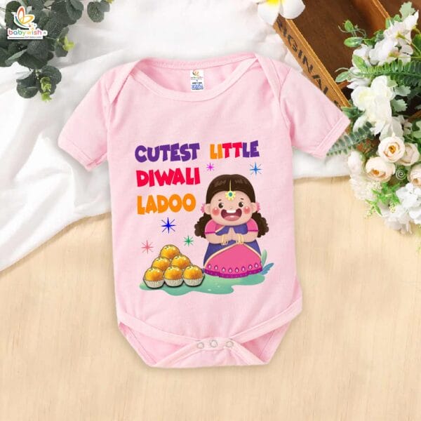 Babywish Baby Diwali Romper Bodysuit My First Diwali Cutest Diwali Sweets Ladoo - Image 3