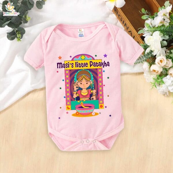 Babywish Baby Diwali Romper Bodysuit My First Diwali Masi's Little Patakha - Image 3