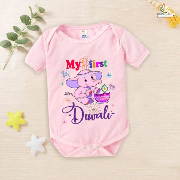 Babywish Baby Diwali Romper Bodysuit My First Diwali First Diwali - Image 3