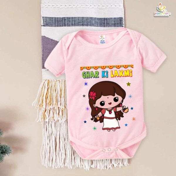 Babywish Baby Diwali Romper Bodysuit My First Diwali Ghar Ki Laxmi - Image 3