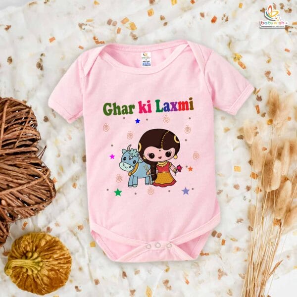 Babywish Baby Diwali Romper Bodysuit My First Diwali Ghar ki Laxmi - Image 3