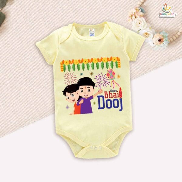 Babywish Baby Diwali Romper Bodysuit My First Diwali Happy Bhai Dooj - Image 2
