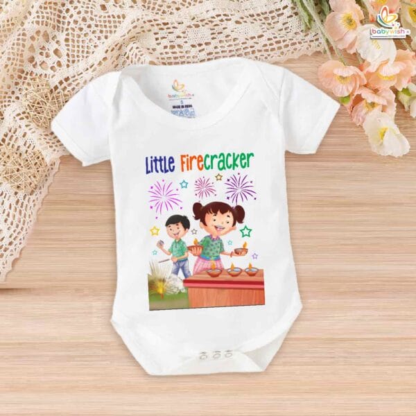 Babywish Baby Diwali Romper Bodysuit My First Diwali Little Firecracker - Image 5