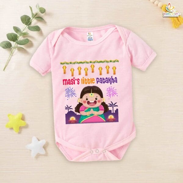 Babywish Baby Diwali Romper Bodysuit My First Diwali Maasi's Little Patakha - Image 3