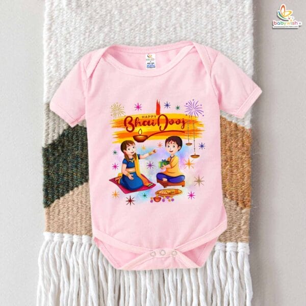 Babywish Baby Diwali Romper Bodysuit My First Diwali HAPPY BHAI DOOJ - Image 3