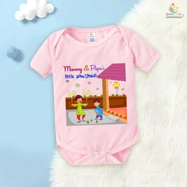 Babywish Baby Diwali Romper Bodysuit My First Diwali Mummy Papa's Diwali Celebrations - Image 3