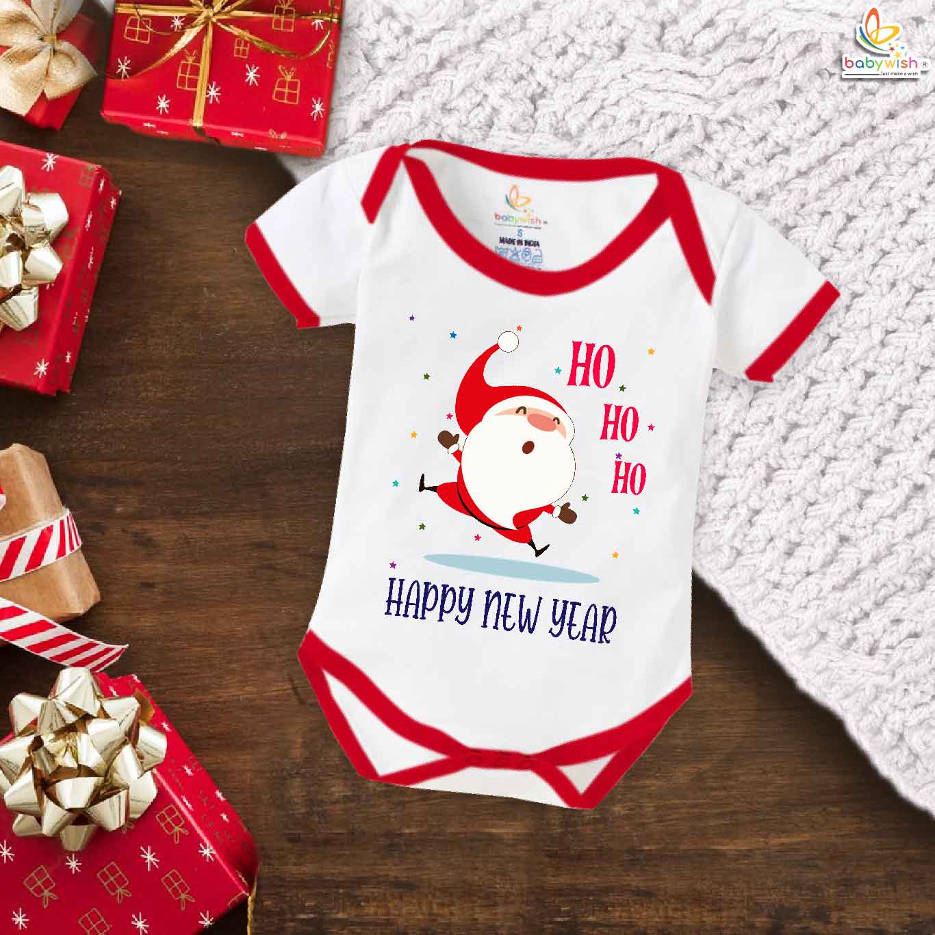 Babywish New Year Romper Clothes for Babies, My First New Year Bodysuits, Santa on Happy New Year Newborn Outfit, Cute Holiday Onesies for Boys & Girls