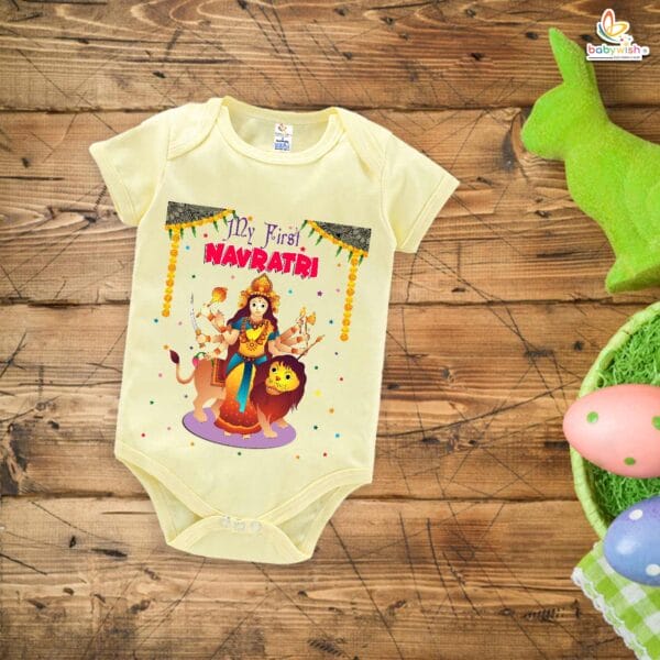 Babywish Baby Navratri Romper Bodysuit My First Dussehra My First Navratri Print - Image 2