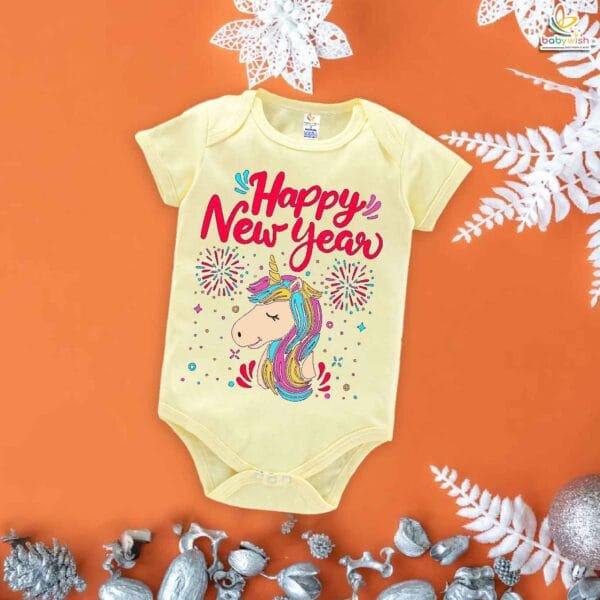 Babywish New Year Romper Clothes My First New Year Bodysuits Unicorn Horse Print - Image 3