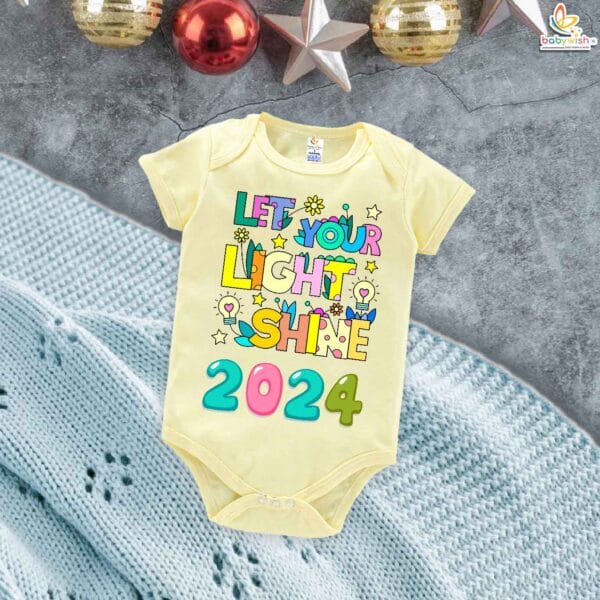 Babywish New Year Romper Clothes My First New Year Bodysuits 2024 Let Your Light Shine - Image 3