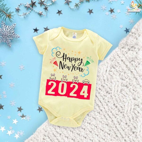 Babywish New Year Romper Clothes My First New Year Bodysuits 2024 Crackers Print - Image 3