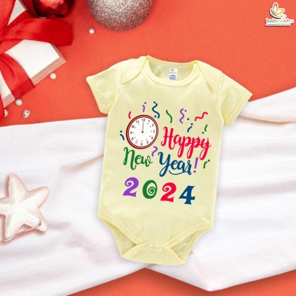 Babywish New Year Romper Clothes My First New Year Bodysuits Happy New Year Clock Print - Image 3