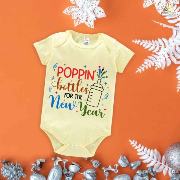 Babywish New Year Romper Clothes My First New Year Bodysuits Poppin Bottles For The New Year - Image 3