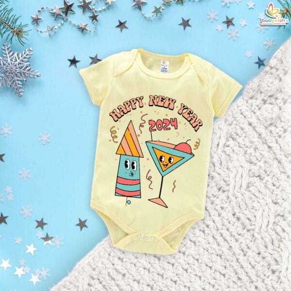 Babywish New Year Romper Clothes My First New Year Bodysuits Happy New Year 2024 Rocket Printed - Image 3