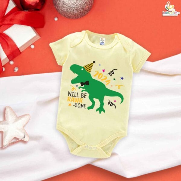 Babywish New Year Romper Clothes My First New Year Bodysuits Will Be Rawr Some 2024 - Image 3