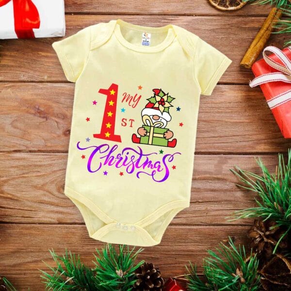 Babywish Christmas Romper Clothes My First Merry Christmas Bodysuits My First Christmas Star Print - Image 3